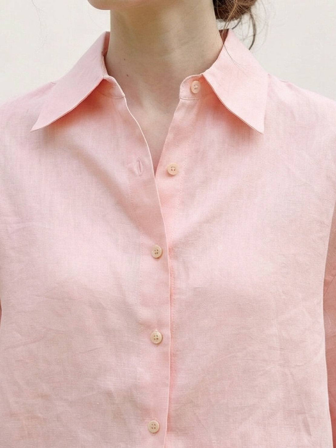 100% Linen Dropped-Shoulder Shirt light pink image 9 