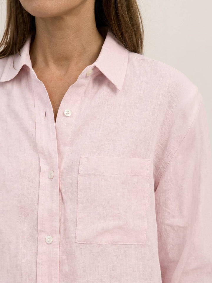 100% Linen Dropped-Shoulder Shirt light pink image 4 