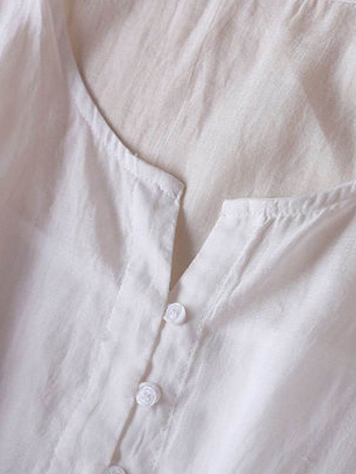 100% Cotton Linen Embroidered Midi Dress white image 6 