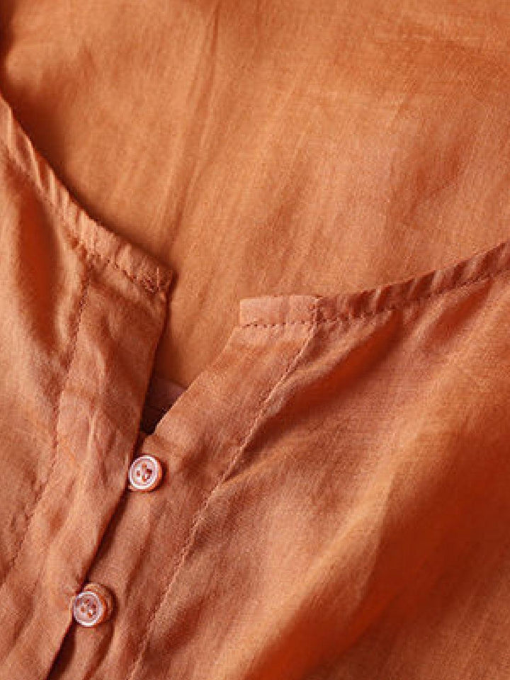 100% Cotton Linen Embroidered Midi Dress rusty orange image 6 