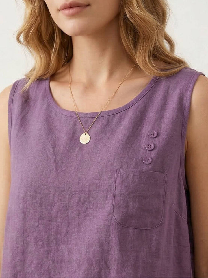 100% Cotton Linen Sleeveless Vest lavender image 5 