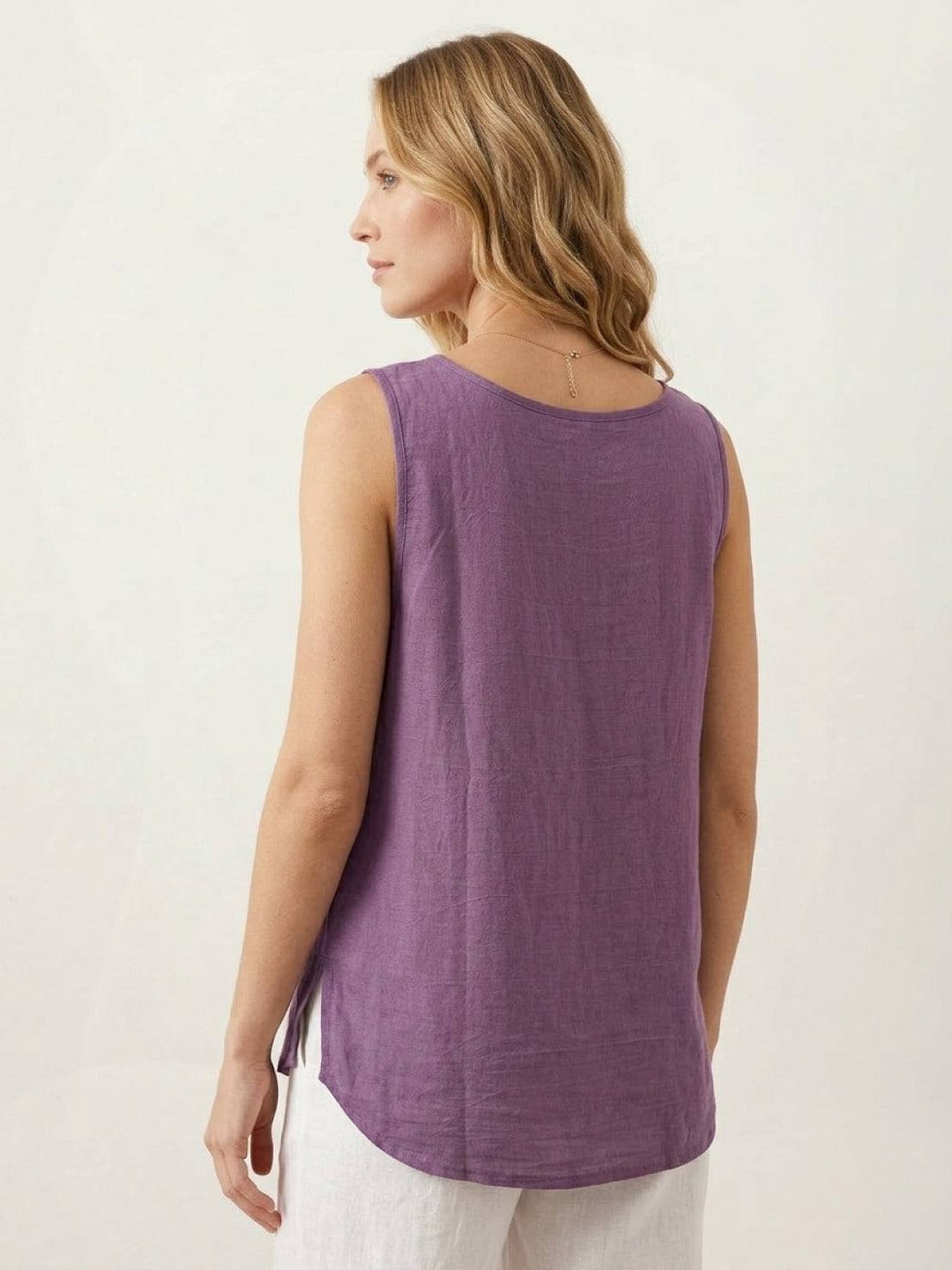 100% Cotton Linen Sleeveless Vest lavender image 3 