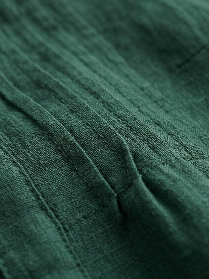 100% Cotton Linen Pintuck Dress dark green image 6 