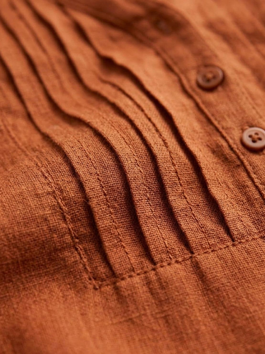 100% Cotton Linen Pintuck Dress rusty orange image 6 