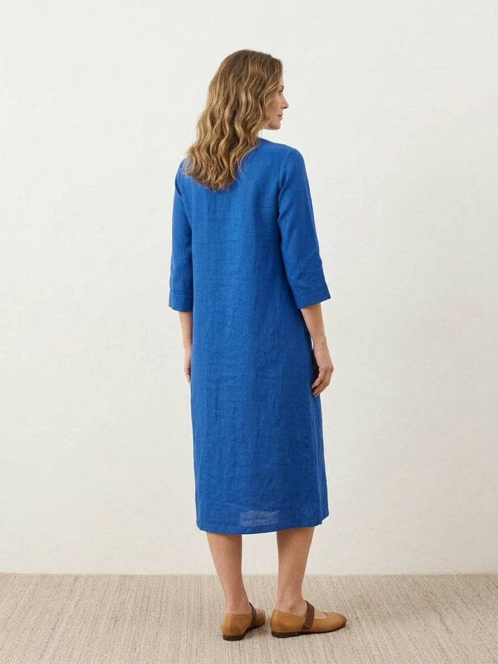 100% Cotton Linen Pintuck Dress royal blue image 3 