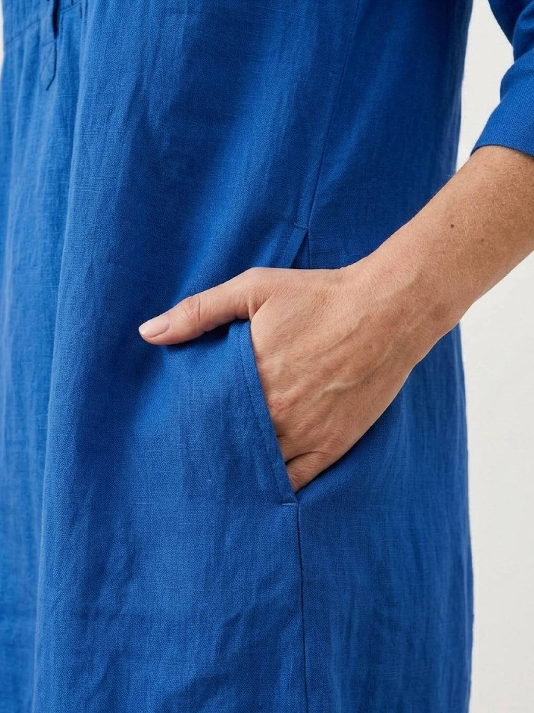 100% Cotton Linen Pintuck Dress royal blue image 5 