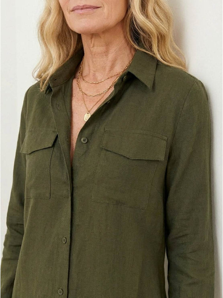 Wrinkle-Free Button-Down Dress army green image 5 