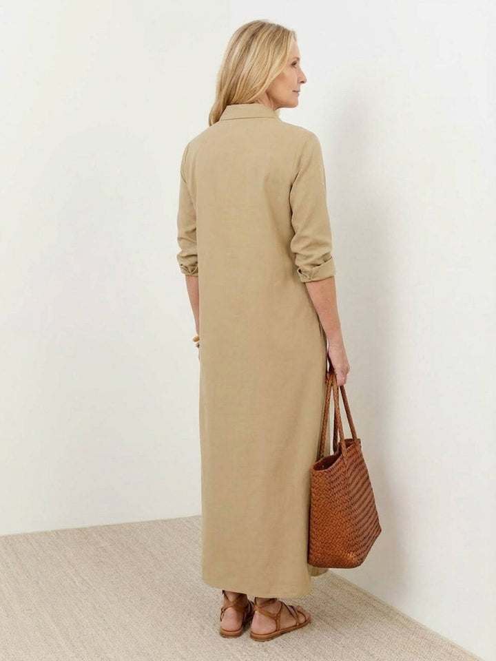 Wrinkle-Free Button-Down Dress khaki image 3 