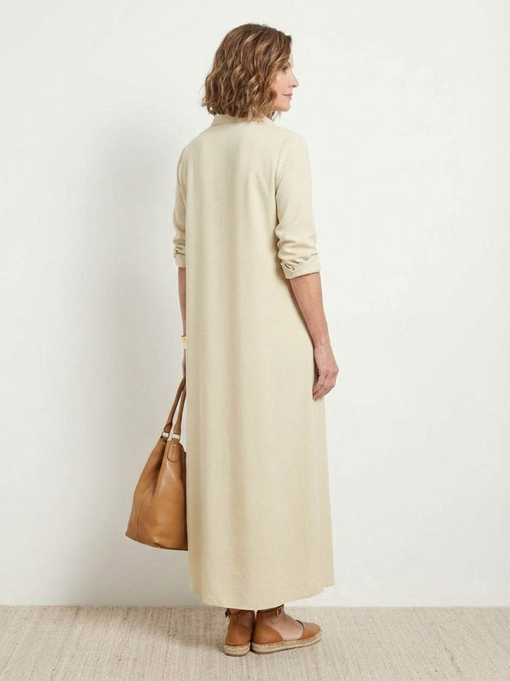 Wrinkle-Free Button-Down Dress apricot image 3 