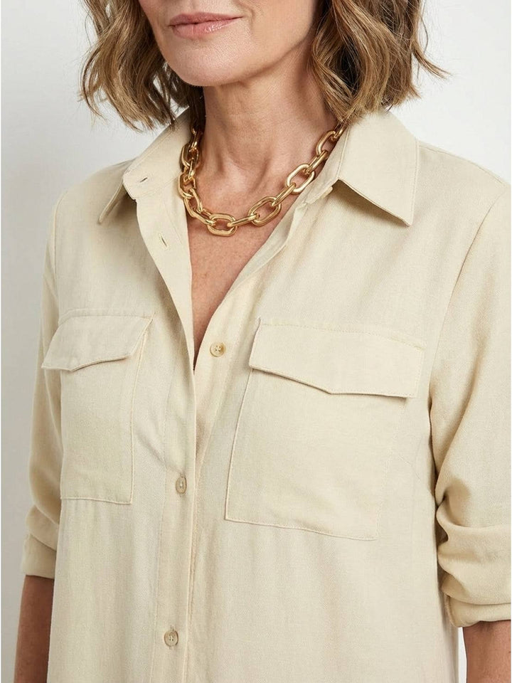 Wrinkle-Free Button-Down Dress apricot image 5 
