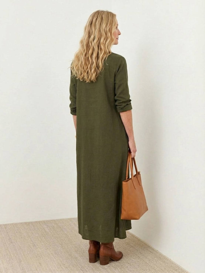 Wrinkle-Free Button-Down Dress army green image 3 