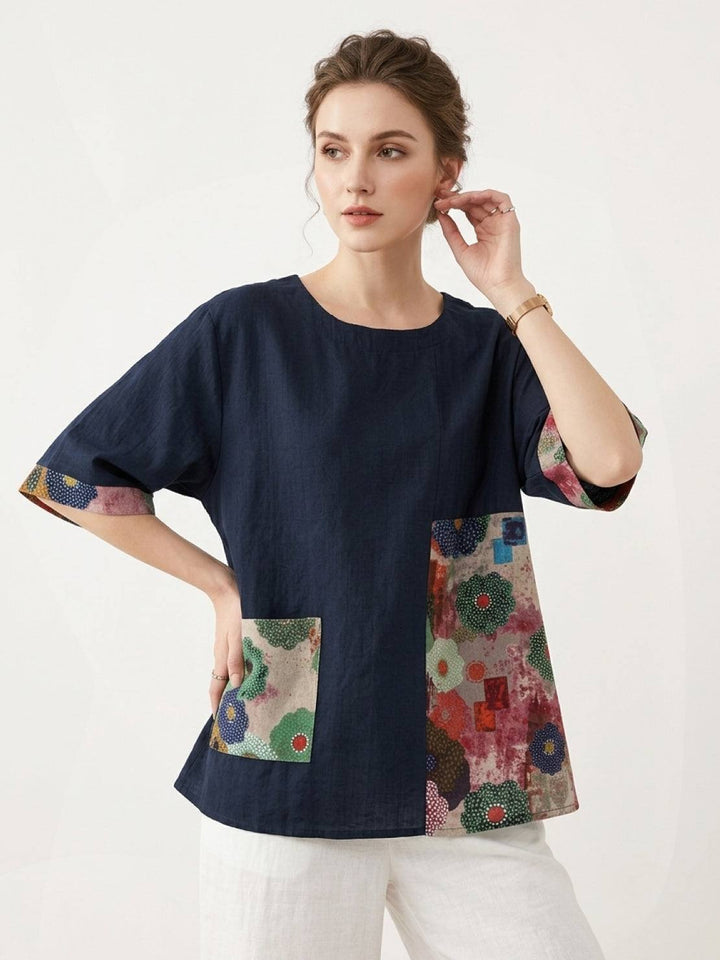 Oversized 100% Cotton Linen Floral Shirt