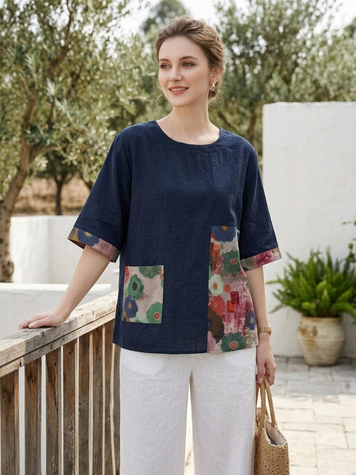 Oversized 100% Cotton Linen Floral Shirt