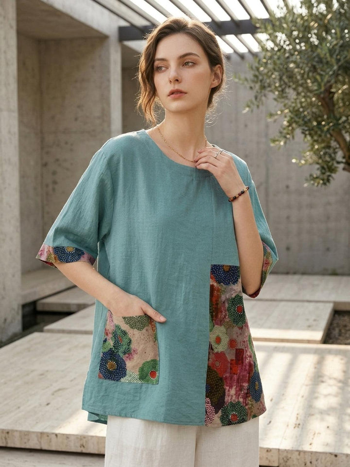 Oversized 100% Cotton Linen Floral Shirt
