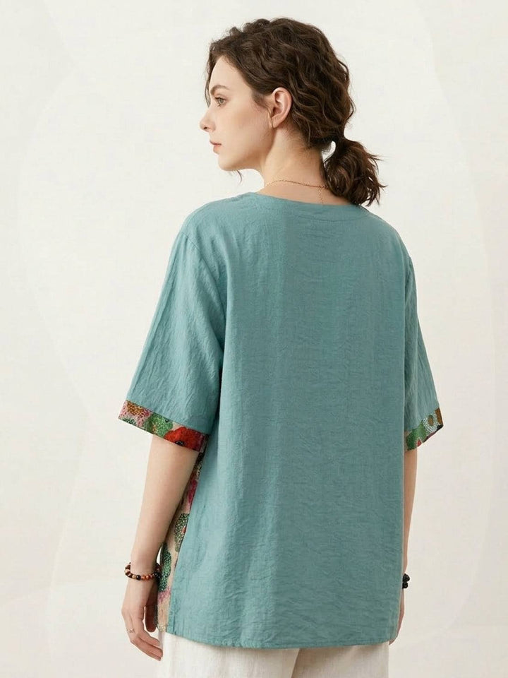Oversized 100% Cotton Linen Floral Shirt