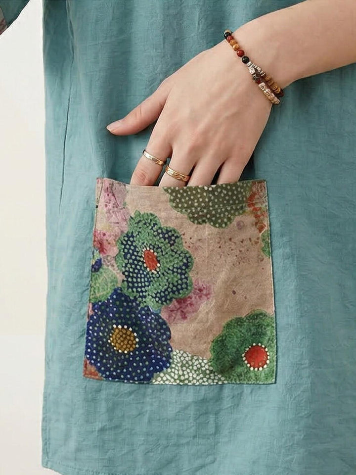 Oversized 100% Cotton Linen Floral Shirt