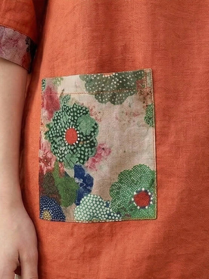 Oversized 100% Cotton Linen Floral Shirt