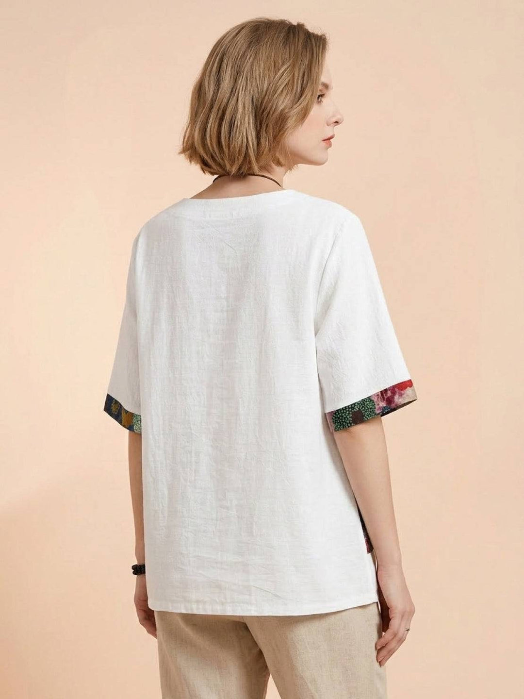 Oversized 100% Cotton Linen Floral Shirt