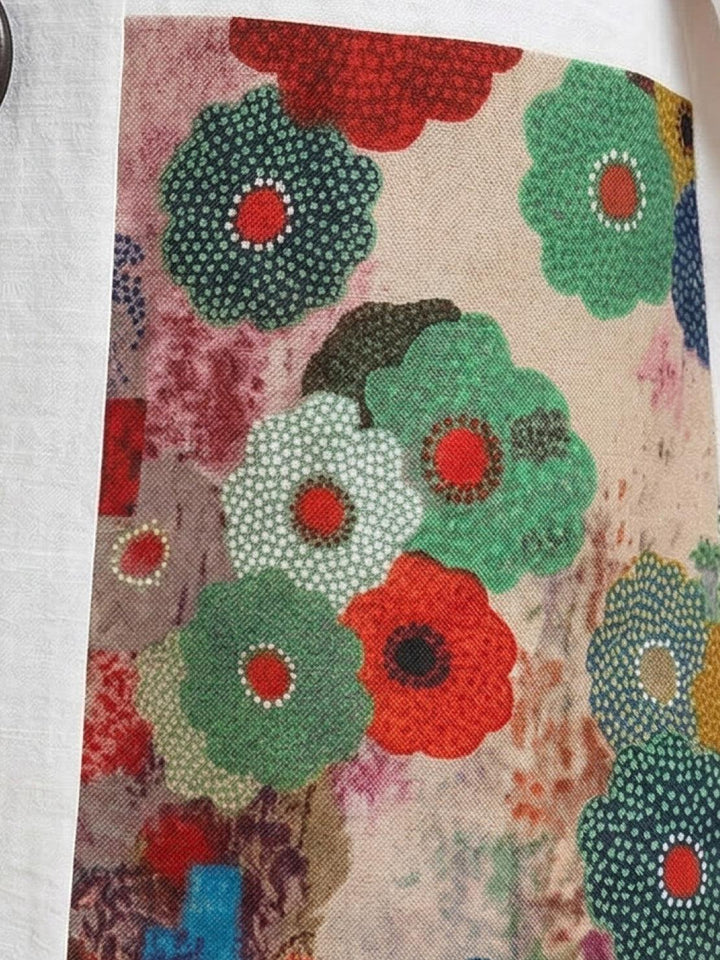 Oversized 100% Cotton Linen Floral Shirt