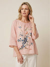 100% Cotton Linen Hand-Embroidered Shirt