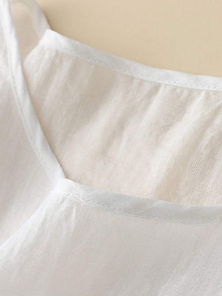 100% Cotton Linen Hand-Embroidered Shirt white image 5 