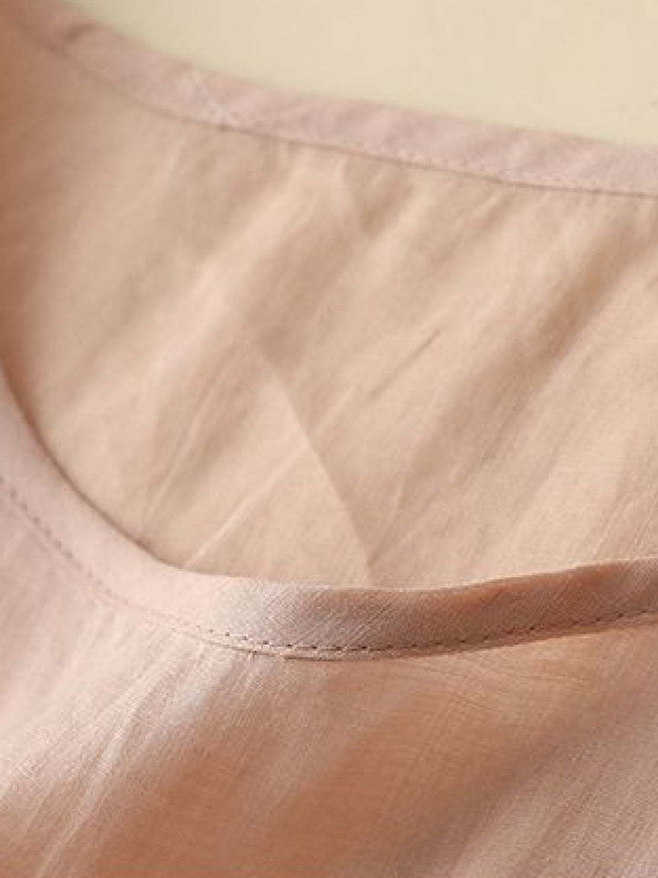 100% Cotton Linen Hand-Embroidered Shirt blush pink image 5 