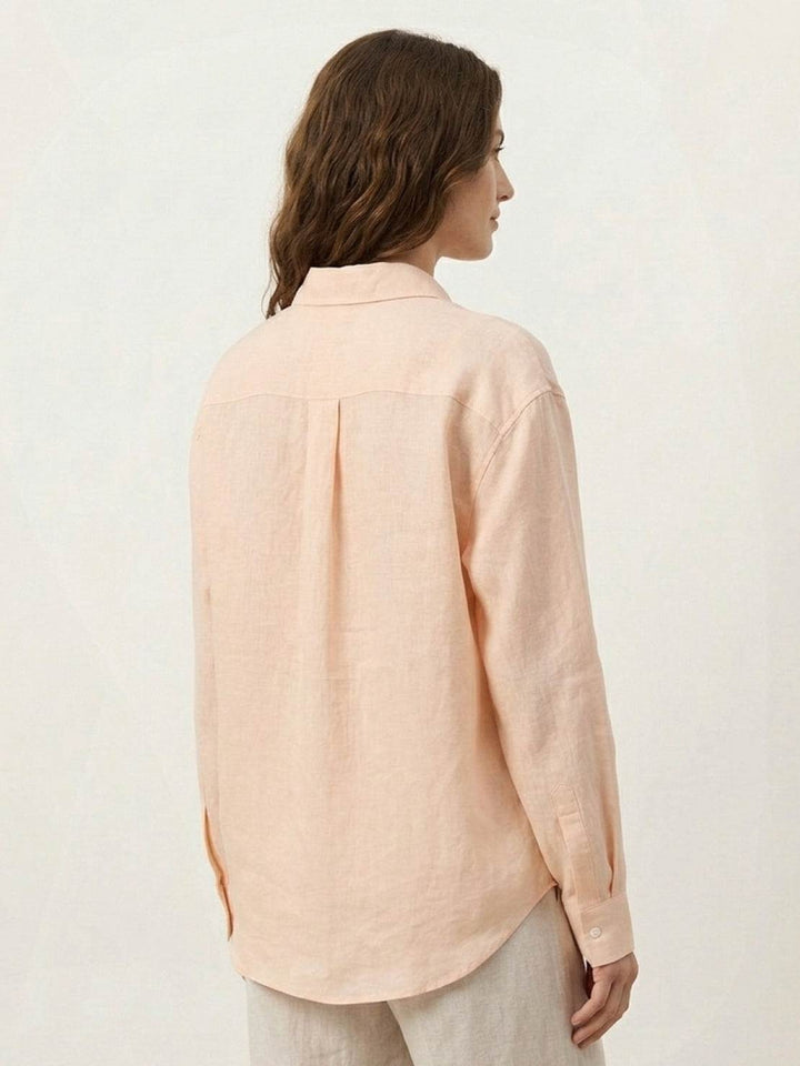Ramie Linen-Lyocell Embroidered Shirt peach fuzz image 4 