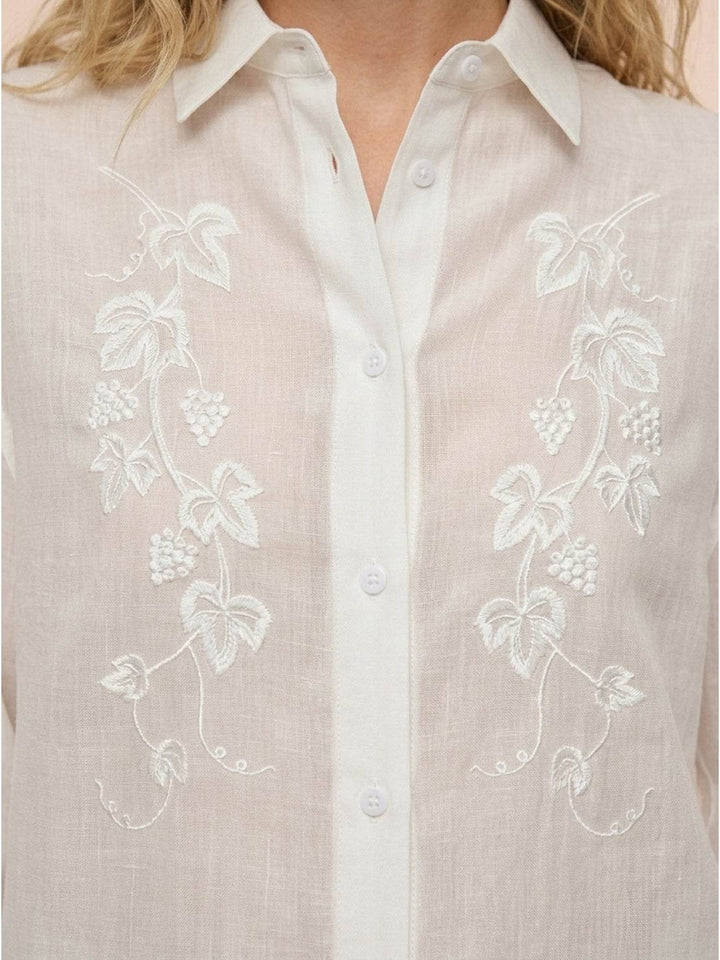Ramie Linen-Lyocell Embroidered Shirt white image 5 