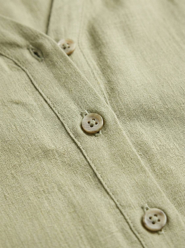 100% Linen V-Neck Shirt sage green image 6 