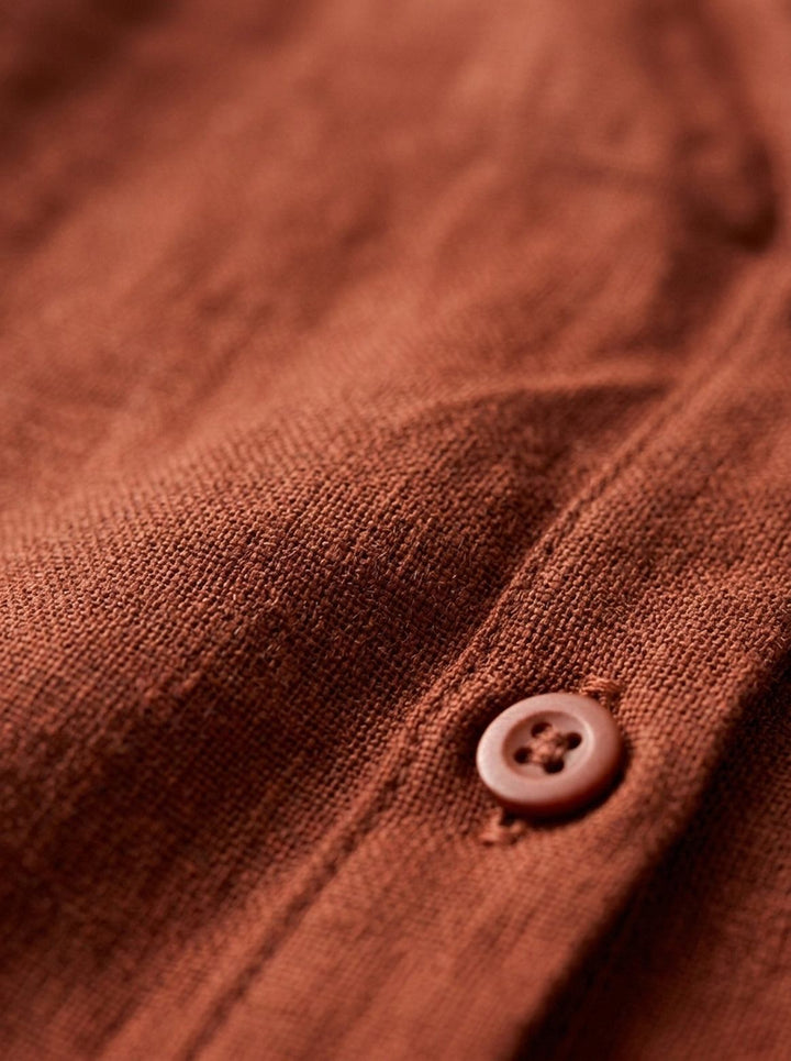 100% Linen V-Neck Shirt rust image 6 