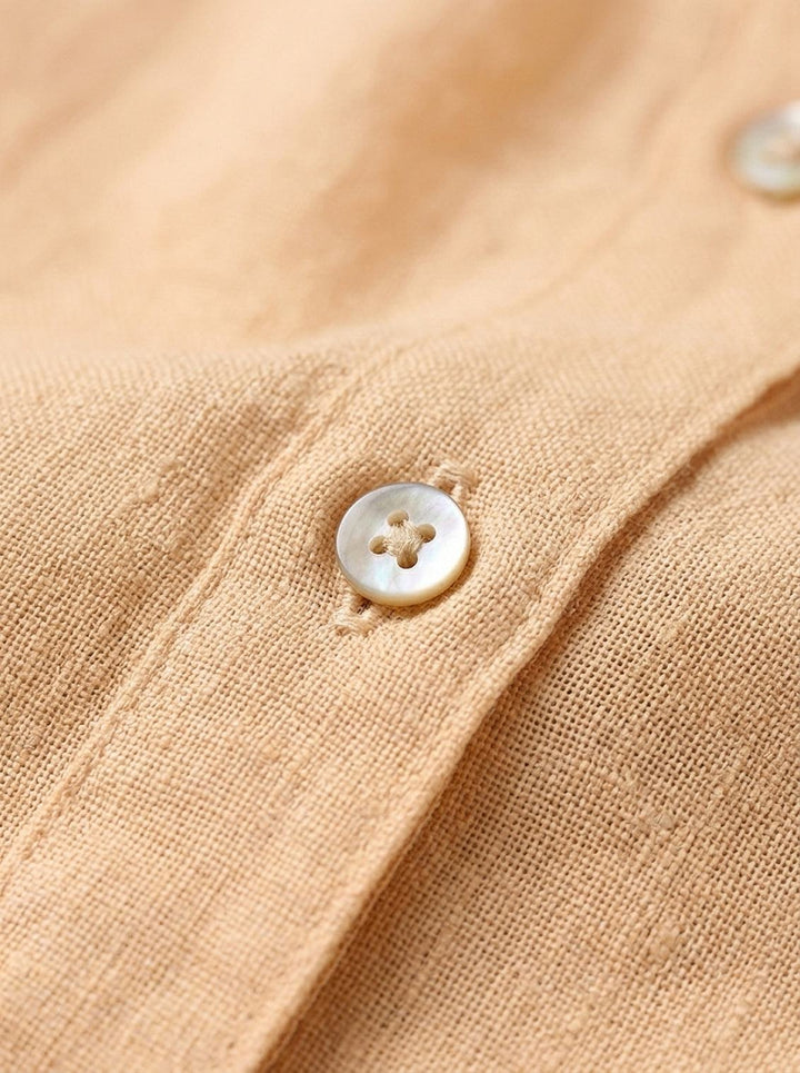 100% Linen V-Neck Shirt golden sand image 6 