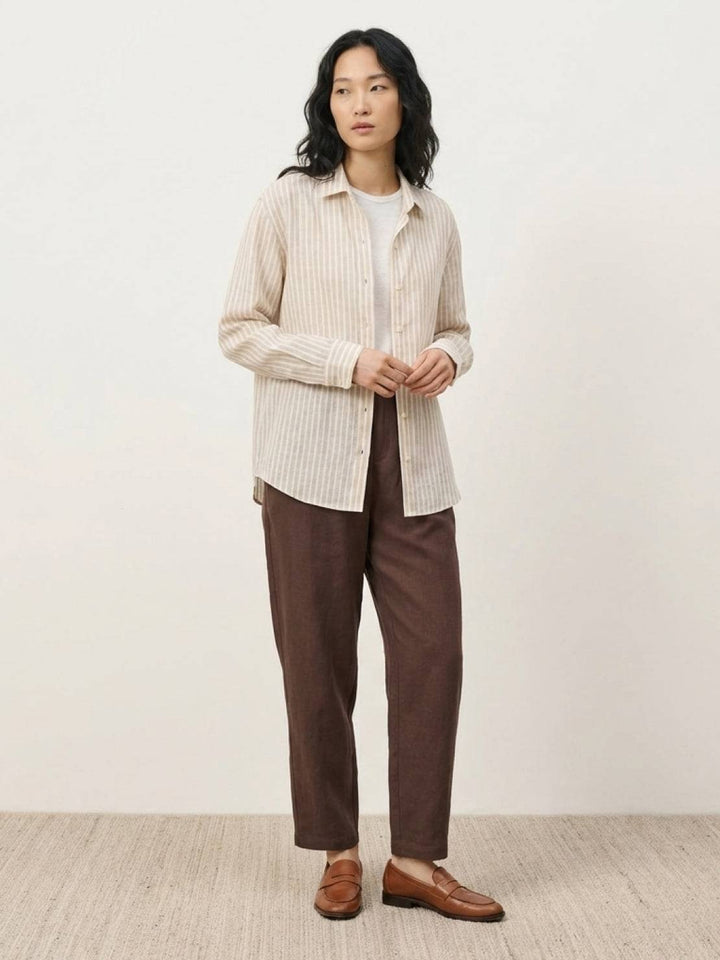 100% Linen Pinstripe Shirt beige image 4 