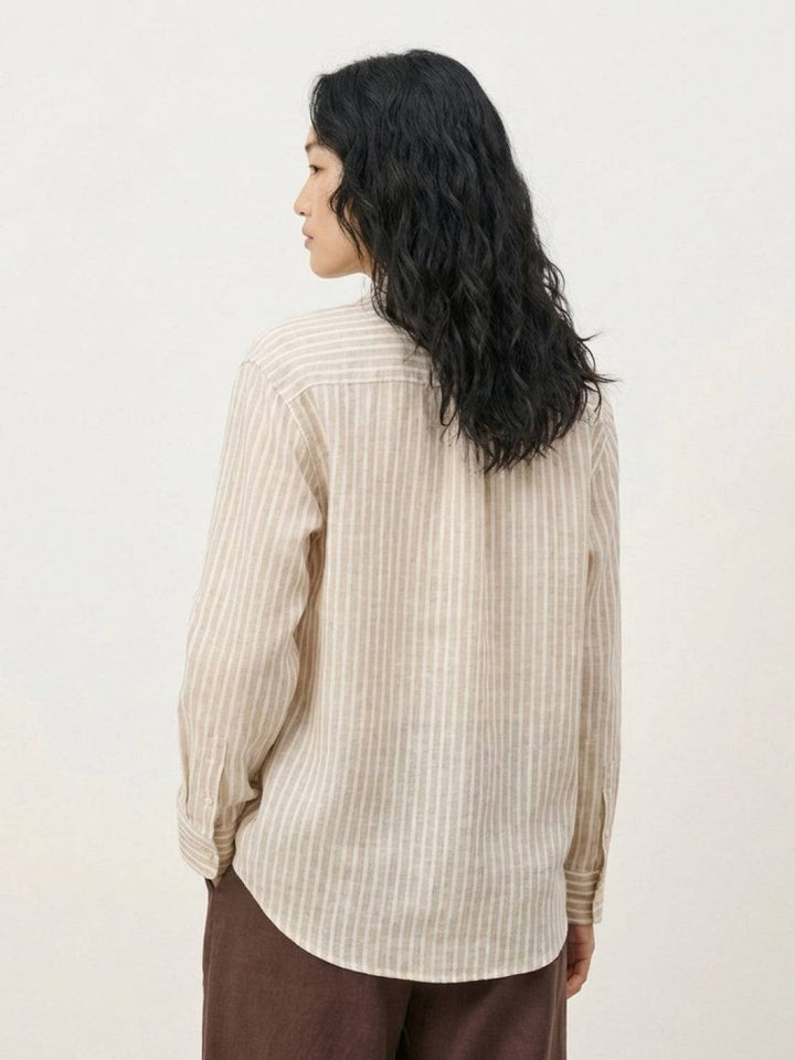 100% Linen Pinstripe Shirt beige image 5 