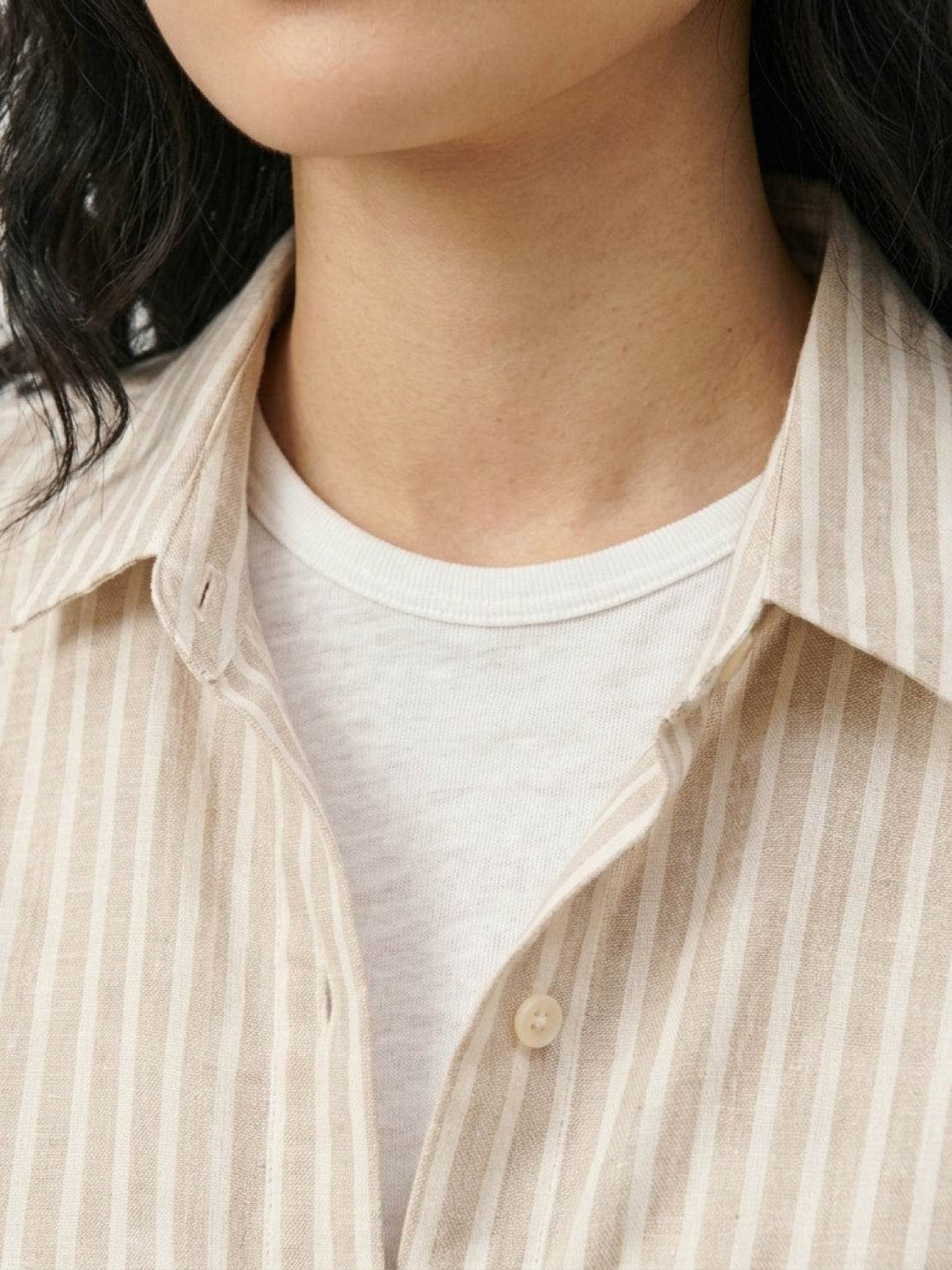100% Linen Pinstripe Shirt beige image 6 