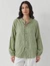 Oversized Linen-Cotton Tang Knot Blouse