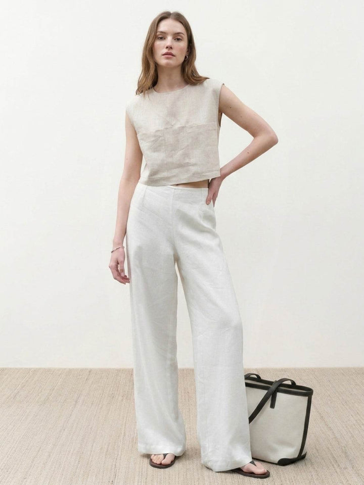 Pure Linen Yarn-Dyed Long Pants ivory image 5 