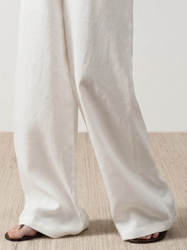 Pure Linen Yarn-Dyed Long Pants ivory image 6 