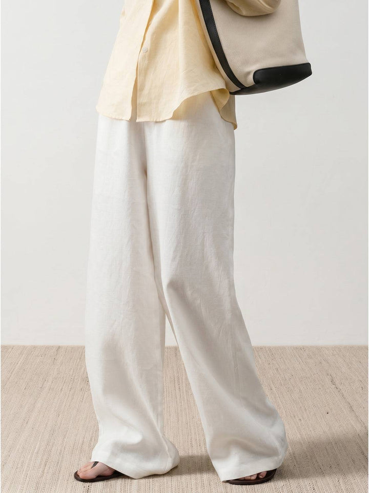 Pure Linen Yarn-Dyed Long Pants ivory image 3 