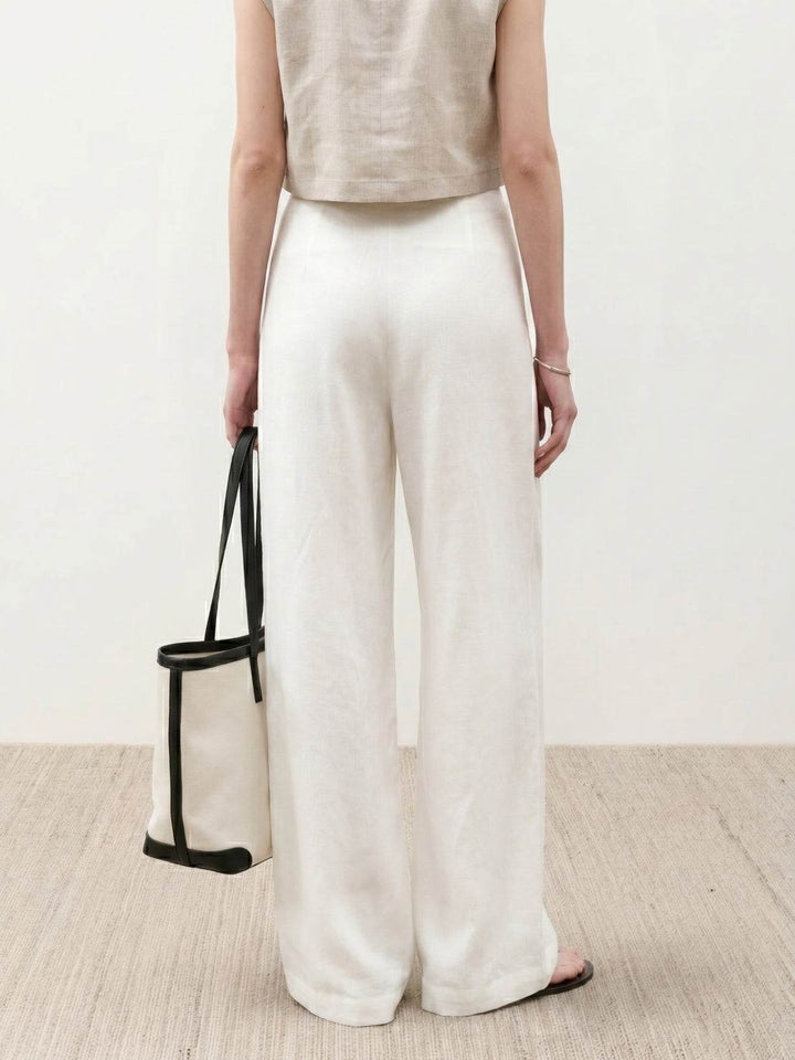 Pure Linen Yarn-Dyed Long Pants ivory image 4 