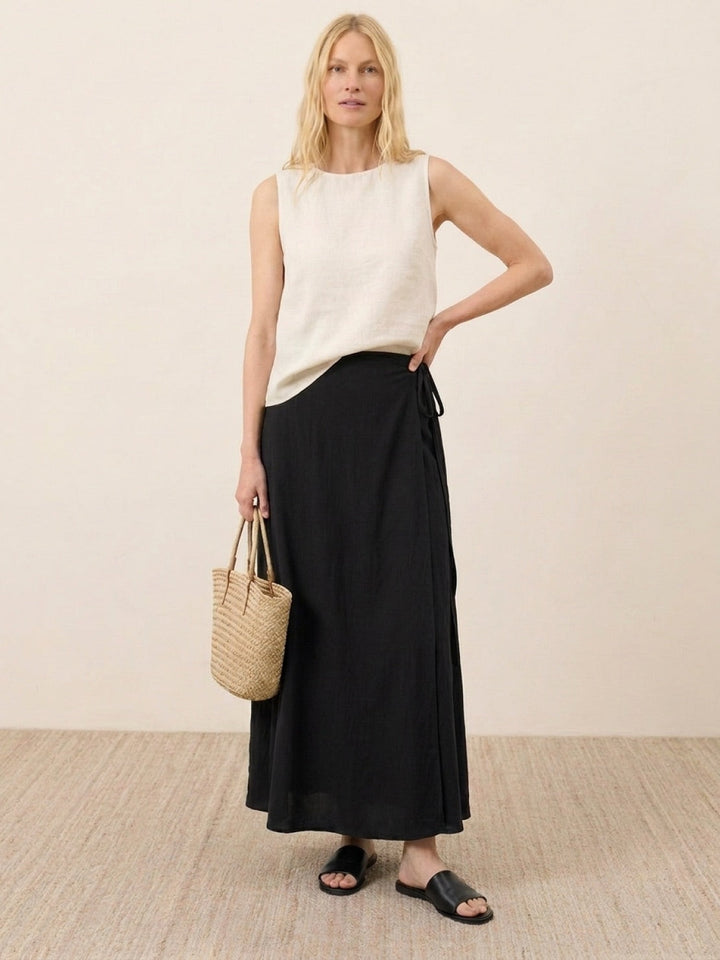 Asymmetrical Wrap Maxi Skirt black image 1 