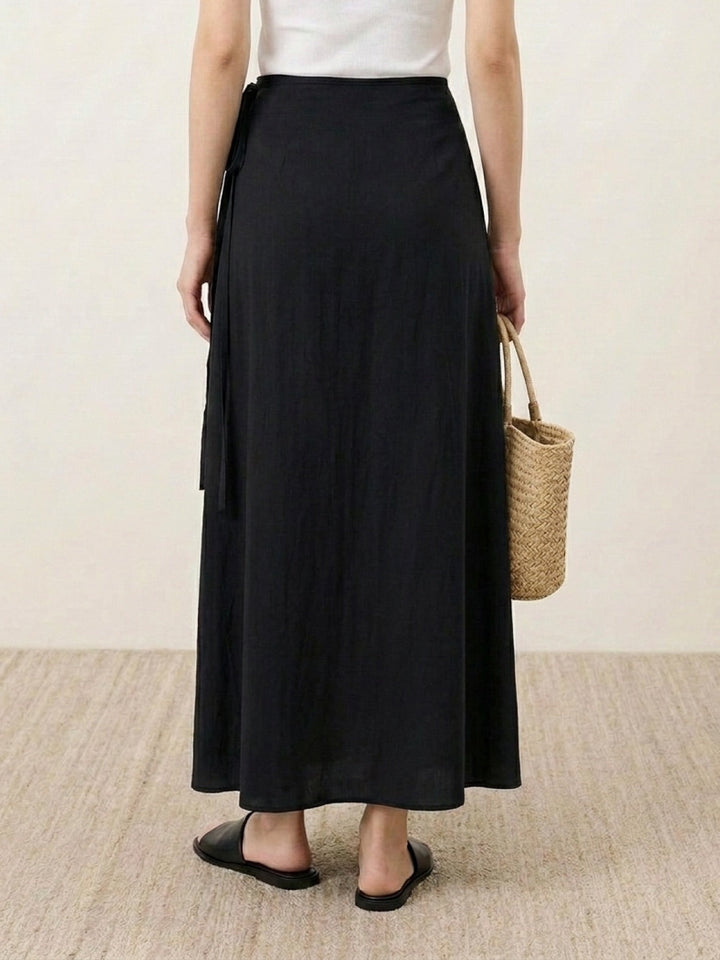 Asymmetrical Wrap Maxi Skirt black image 4 