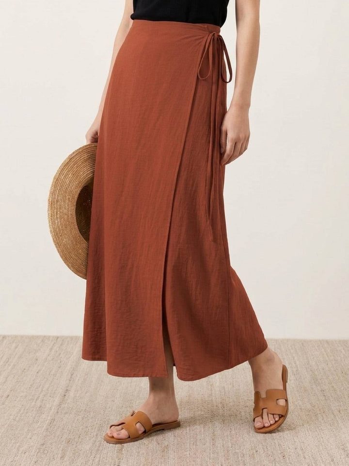 Asymmetrical Wrap Maxi Skirt rusty orange image 3 