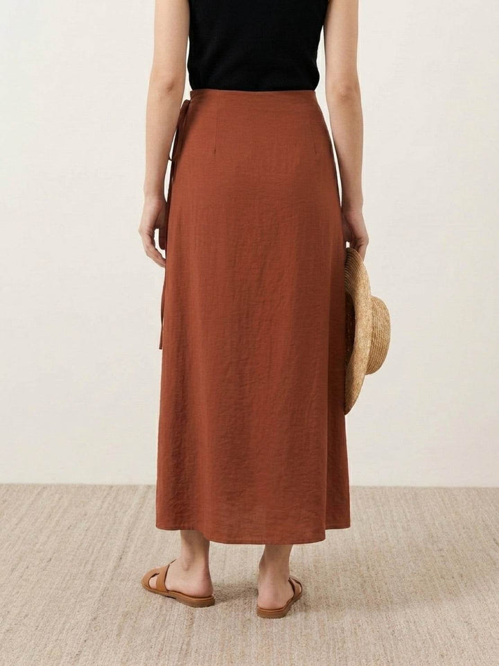 Asymmetrical Wrap Maxi Skirt rusty orange image 4 