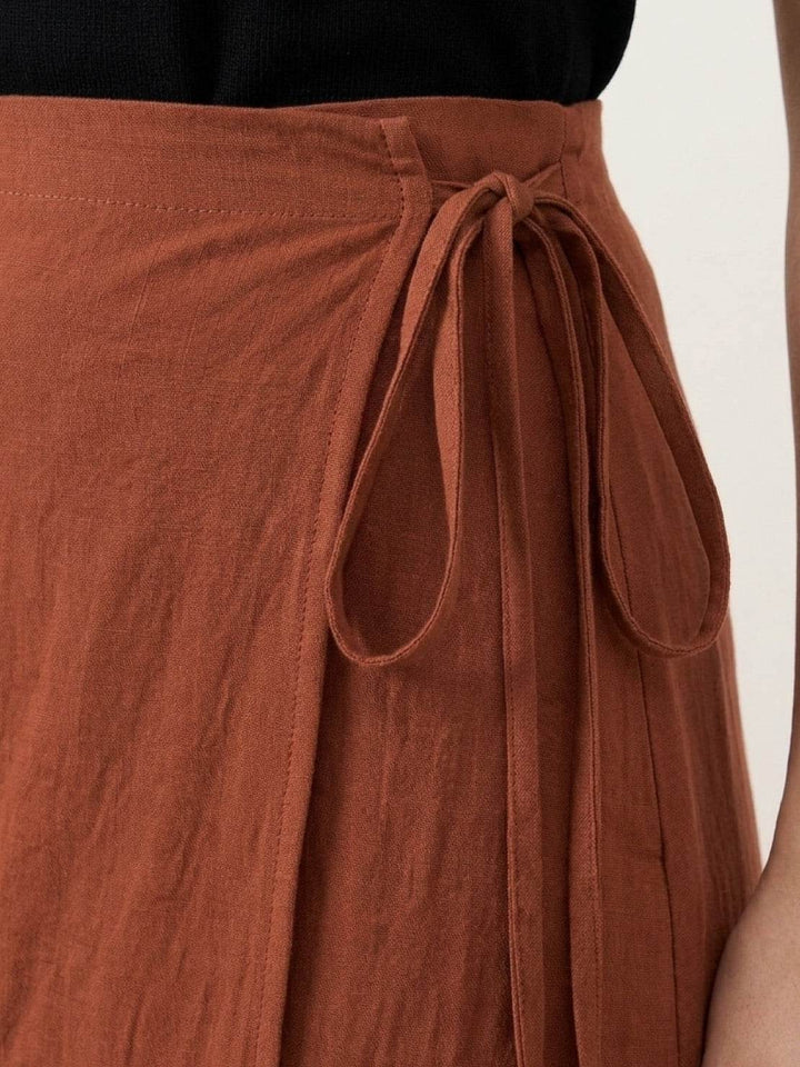 Asymmetrical Wrap Maxi Skirt rusty orange image 5 