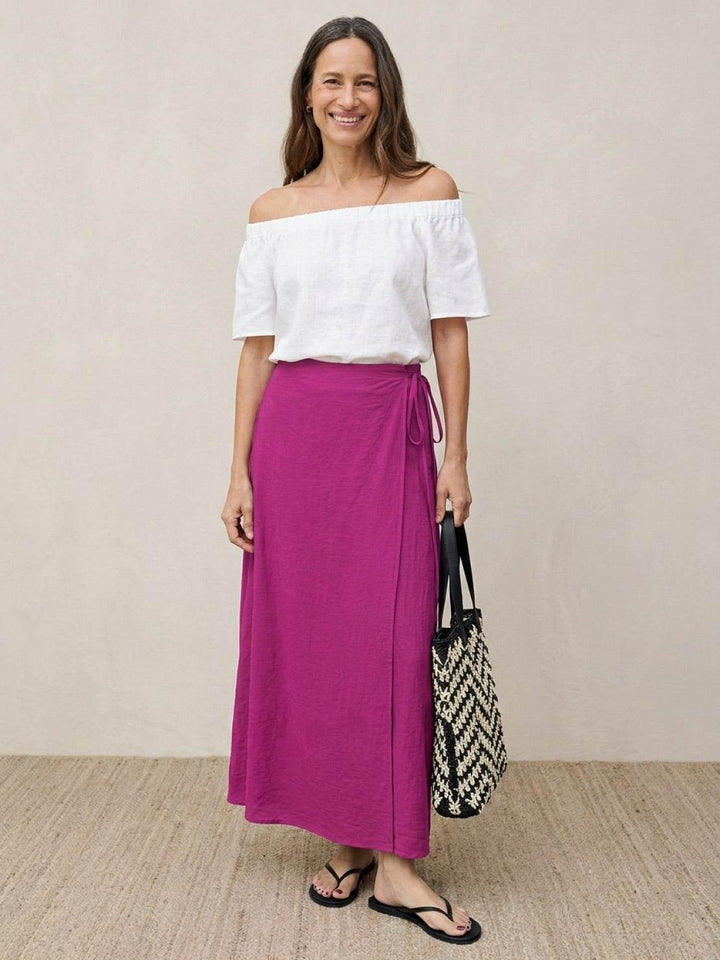Asymmetrical Wrap Maxi Skirt fuchsia image 1 