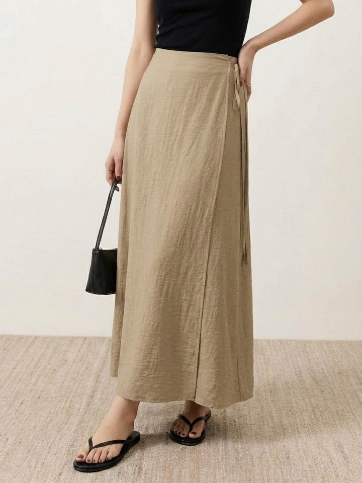 Asymmetrical Wrap Maxi Skirt khaki image 3 