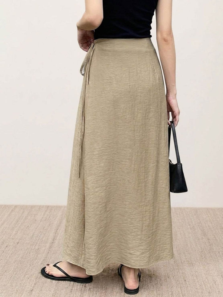 Asymmetrical Wrap Maxi Skirt khaki image 4 