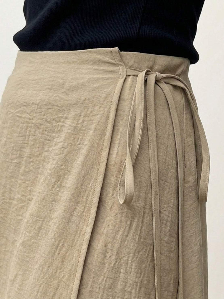 Asymmetrical Wrap Maxi Skirt khaki image 5 
