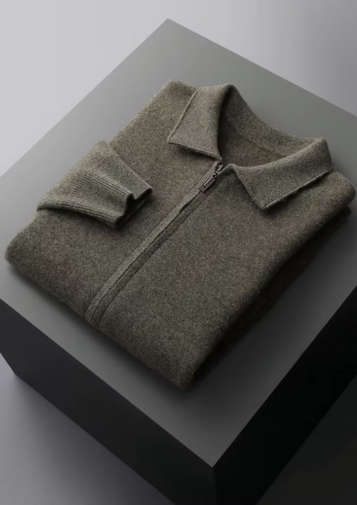 Pure Merino Zip Polo Cardigan olive image 1 #color_olive