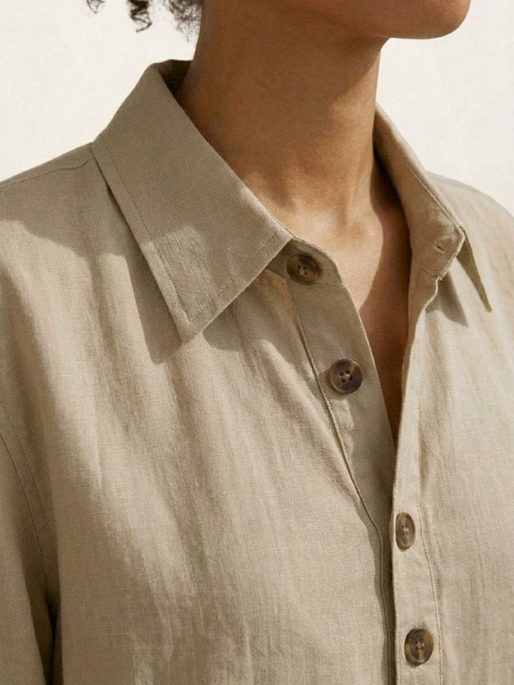 100% Cotton Button-Front Co-Ord khaki image 5 